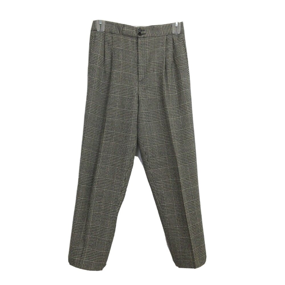 VTG Giorgio Sant’ Angelo Houndstooth 100% Wool Pants Size 8 Black & White Slacks
